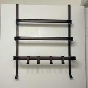 Bronze over door towel rack with removable hooks